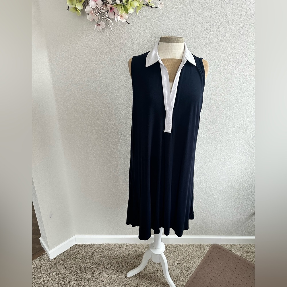 Premise black short sleeve collared dress size 1X